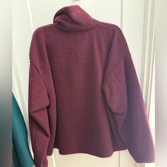 Minna Minimalist Wool Fleece Jacket Burgundy - 3XL - Picture 4 of 5